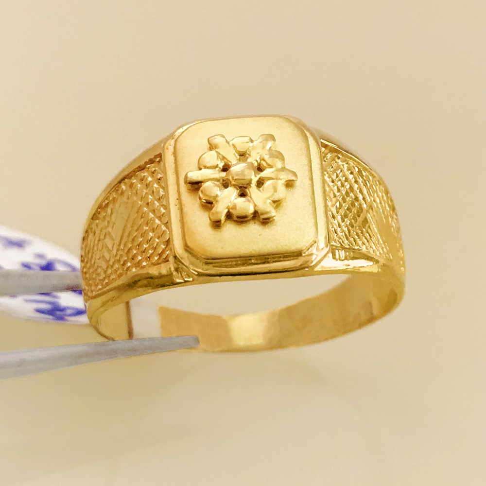 18 Kt Stamped Fine Yellow Gold Signet Nautical Men'S Ring Size 8-10