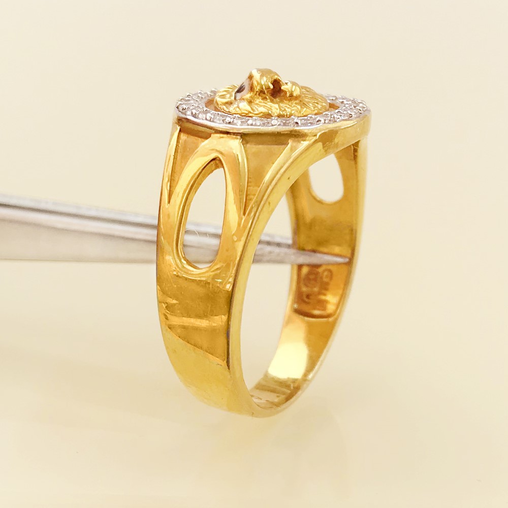 18 Kt Solid Yellow Gold Engagement Wedding Men's Lion Ring Size 7-11 - Image 5