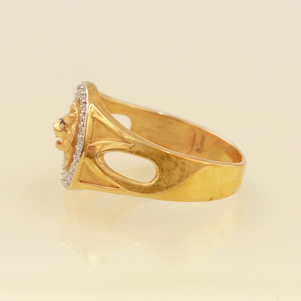 18 Kt Solid Yellow Gold Engagement Wedding Men's Lion Ring Size 7-11 - Image 4