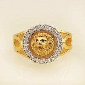 18 Kt  Solid Yellow Gold Engagement Wedding Men's Lion Ring Size 7-11