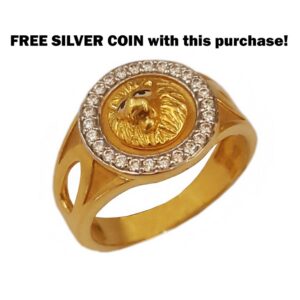 18 Kt  Solid Yellow Gold Engagement Wedding Men's Lion Ring Size 7-11