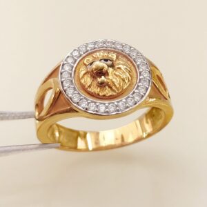 18 Kt  Solid Yellow Gold Engagement Wedding Men's Lion Ring Size 7-11