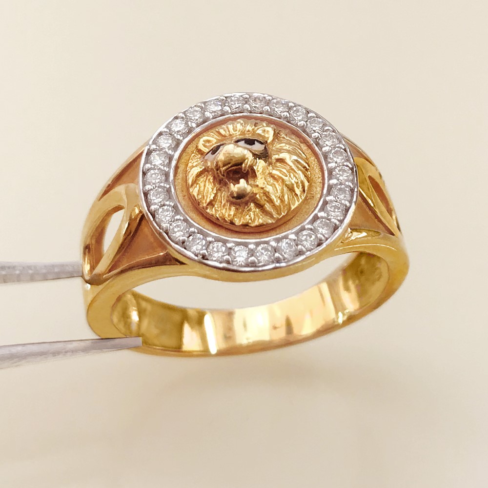18 Kt Solid Yellow Gold Engagement Wedding Men's Lion Ring Size 7-11
