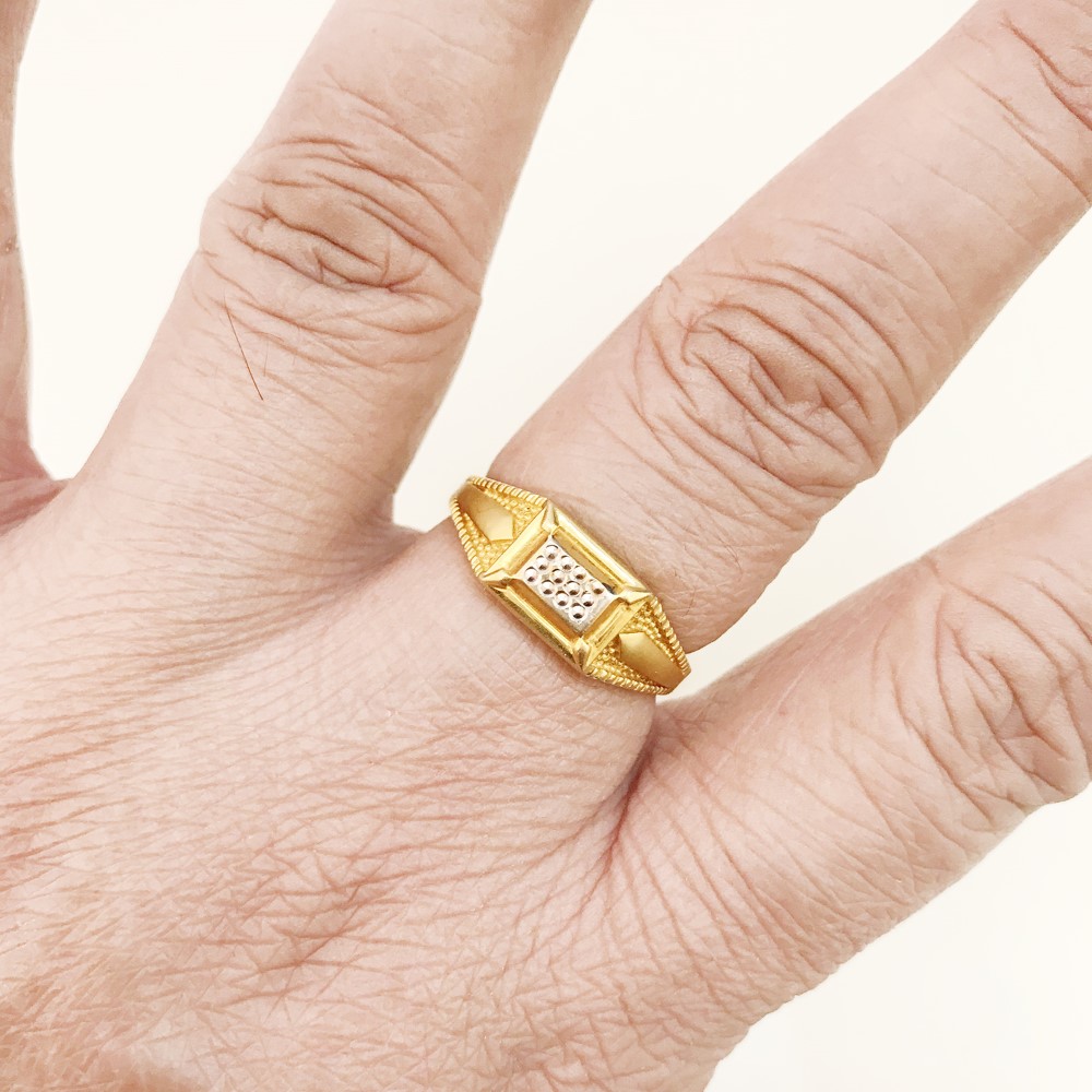 18 Kt Solid Yellow Gold Engagement Wedding Wear Men's Ring Size 7-11 - Image 5