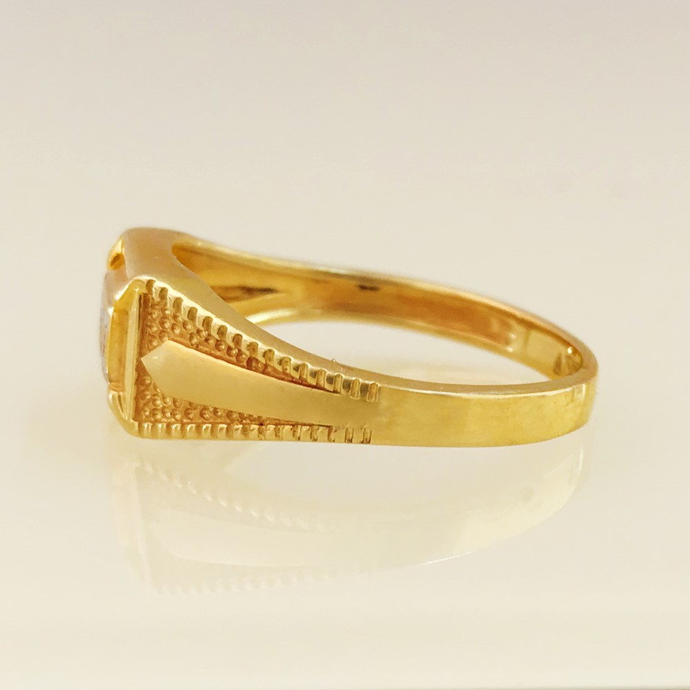 18 Kt Solid Yellow Gold Engagement Wedding Wear Men's Ring Size 7-11 - Image 4