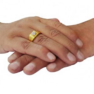 18 Kt   Yellow Gold Engagement Wedding Men'S Finger Ring Size 7-10