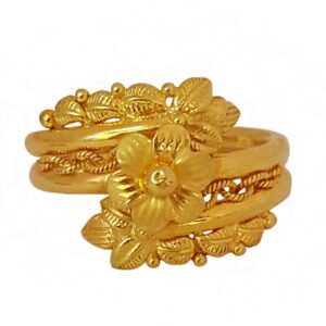 22 Kt Hallmark  Solid Yellow Gold Flower Wedding Women'S Ring Size 5-9