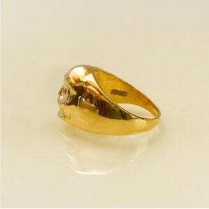 REAL GOLD 18 Kt Solid Yellow Gold Men'S Skull Ring 13 Grams 7-14