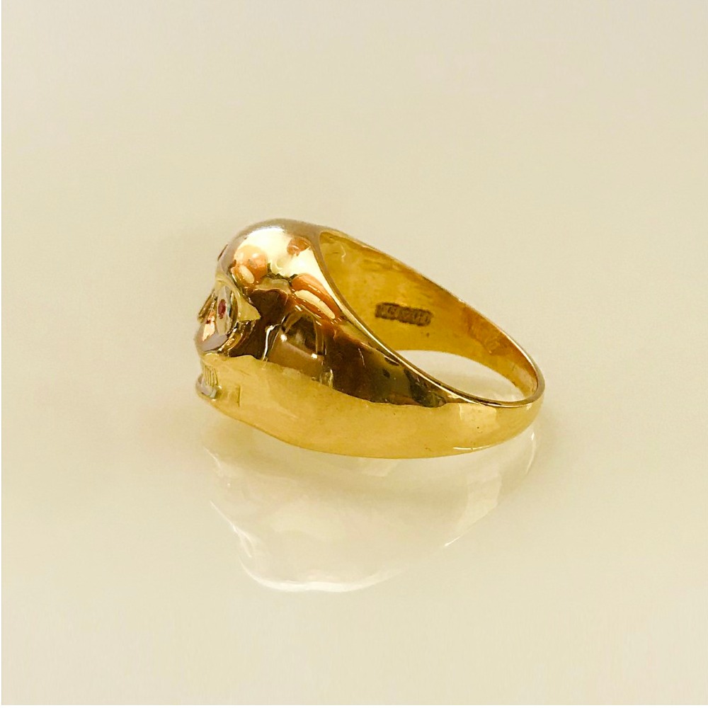 REAL GOLD 18 Kt Solid Yellow Gold Men'S Skull Ring 13 Grams 7-14 - Image 3