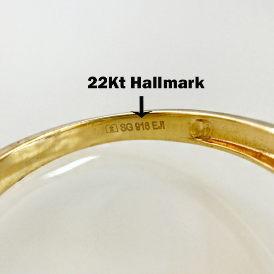 22 Kt   Yellow Gold Wedding Band Women'S Finger Cross Ring Size 6-9
