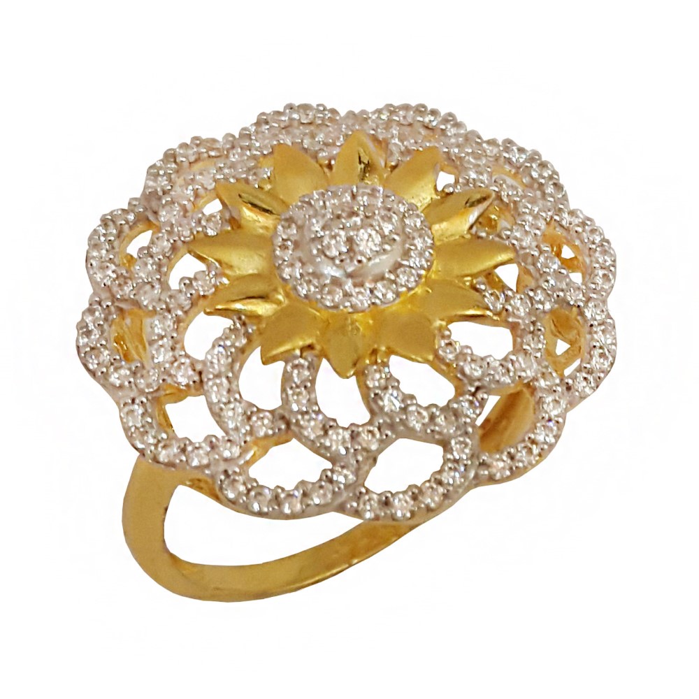18 Kt   Yellow Gold Engagement Finger Ring Cubic Zirconia Size 6-9
