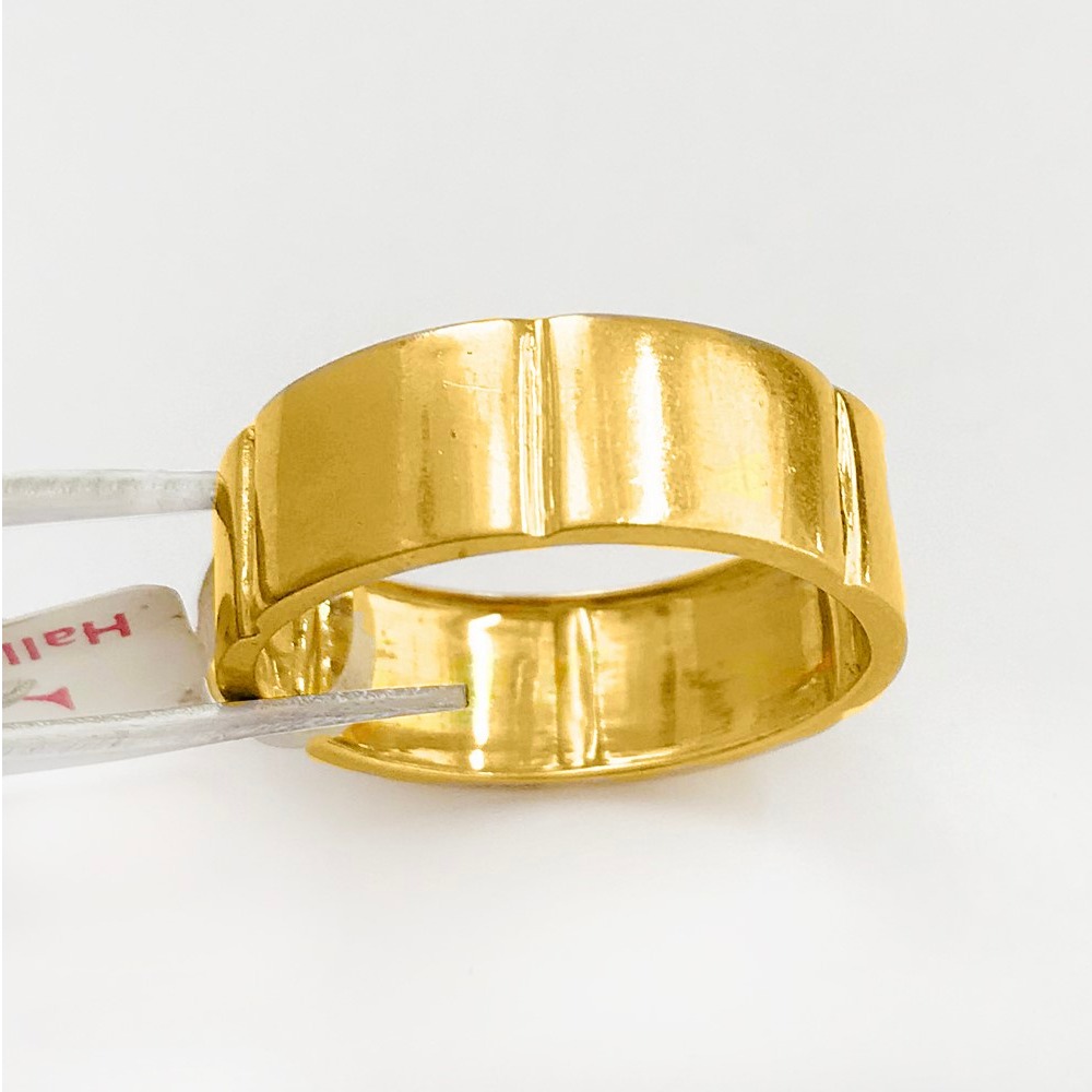 18 Kt Hallmark Fine Real Solid Yellow Gold Wide Men'S Band Size 7,8-12