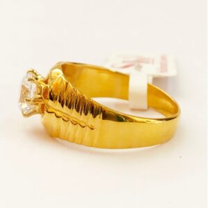 18 Kt  Solid Yellow Gold Engagement Wedding Men's Ring CZ Size 7-11