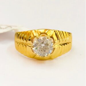 18 Kt  Solid Yellow Gold Engagement Wedding Men's Ring CZ Size 7-11