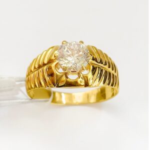 18 Kt  Solid Yellow Gold Engagement Wedding Men's Ring CZ Size 7-11