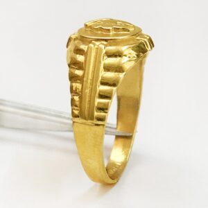 18 Kt Hallmark Fine Real Solid Yellow Gold Signet Men'S Ring Size 7-12