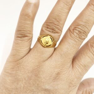 18 Kt Hallmark Fine Real Solid Yellow Gold Signet Men'S Ring Size 7-12