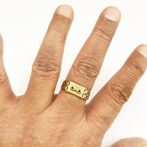 18 Kt Hallmark Fine Real Solid Yellow Gold Signet Men'S Ring Size 7-12