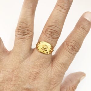 18 Kt Hallmark Fine Real Solid Yellow Gold Signet Men'S Ring Size 7-12