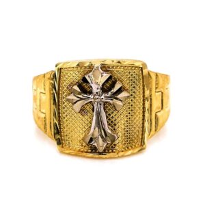 Fine Jewelry 18 Kt Real Solid Yellow Gold Men'S Cross Ring Size 8-13