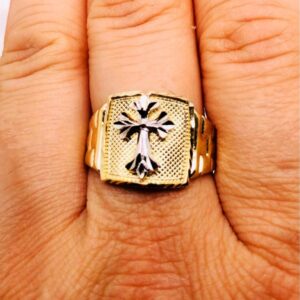 Fine Jewelry 18 Kt Real Solid Yellow Gold Men'S Cross Ring Size 8-13