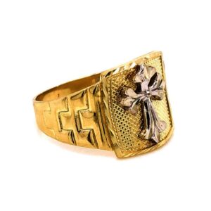 Fine Jewelry 18 Kt Real Solid Yellow Gold Men'S Cross Ring Size 8-13