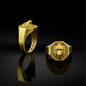 Fine Jewelry 18 Kt Solid Yellow Gold Wolf Head Men'S Ring Size 8-12