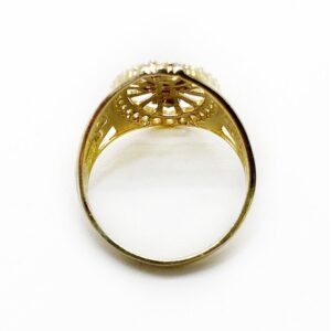18 Kt Real Solid Yellow Gold Saint Judas Cross CZ Men'S Ring Size 8-12