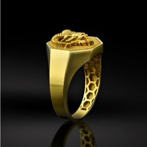 18 Kt Hallmark Solid Yellow Gold Ram Head Aries Men'S Ring Size 8-11