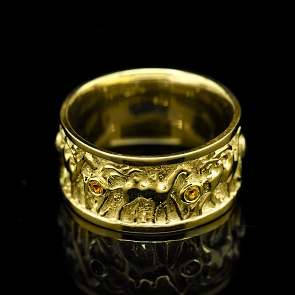 18 Kt Yellow Gold Camel Caravan With Wealth Men'S Ring Size 8-11 - Image 3
