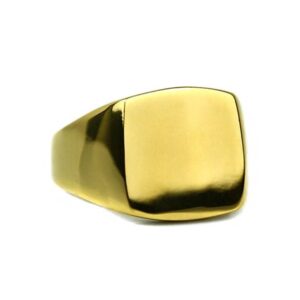 22 Kt Hallmark Yellow Gold Square Modern Out Men'S Ring Size 7-10
