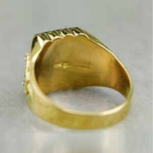 18 Kt Hallamrk Solid Yellow Gold Crown Signet Men'S Ring Size 7-11
