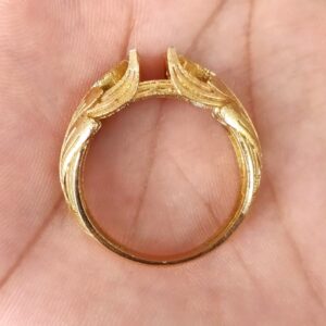 22 Kt Yellow Gold Elongated Old Mine Cushion Cut Mount Men'S Ring