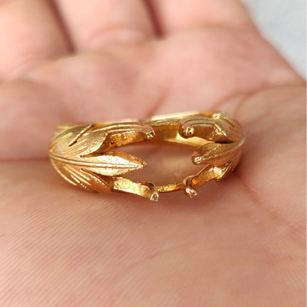 22 Kt   Yellow Gold Elongated Old Mine Cushion Cut Mount Men'S Ring