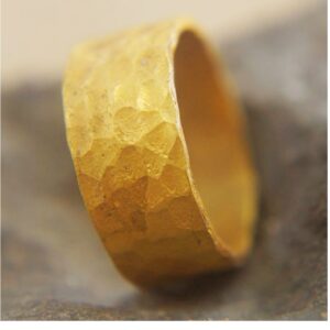 22 Kt Solid Yellow Gold Artisan Hammered Wedding Band Ring Size 7-11