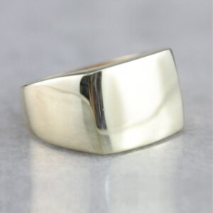 14 Kt Hallmark Solid White Gold Vintage Signet Men'S Ring Size 7-10