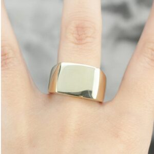 14 Kt Hallmark Solid White Gold Vintage Signet Men'S Ring Size 7-10
