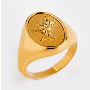 22 Kt Yellow Gold Medieval Pegasus Crest Horse Men'S Ring Size 8-10