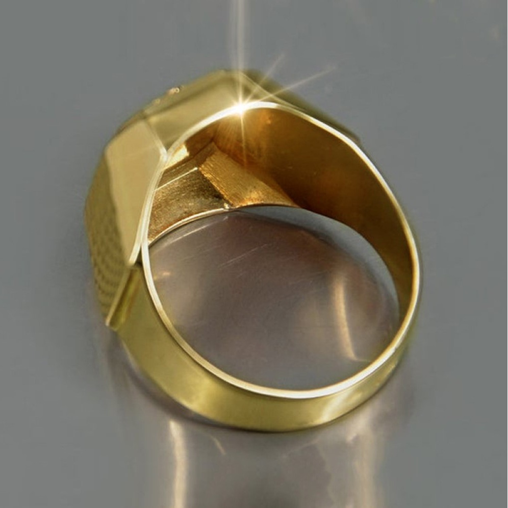 22 Kt Hallmark Solid Yellow Gold Russian Men'S Signet Ring Size 8-11 - Image 3