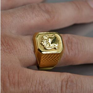 22 Kt Hallmark Solid Yellow Gold Russian Men'S Signet Ring Size 8-11