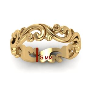 18 Kt Yellow Gold Engagement Ring Wide 5 mm Wedding Band Size 6-9