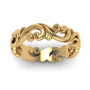 18 Kt Yellow Gold Engagement Ring Wide 5 mm Wedding Band Size 6-9