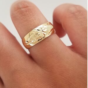 18 Kt Yellow Gold Tapered Men'S Wedding Band Ring 5 Grams 6MM Wide