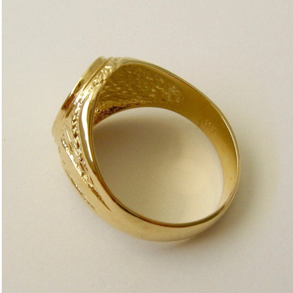 18 Kt Genuine Yellow Gold Shield Signet Baha'i Men'S Ring 8 Grams - Image 4
