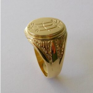 18 Kt Genuine Yellow Gold Shield Signet Baha'i Men'S Ring 8 Grams