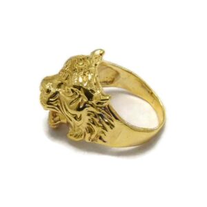 18 Kt Genuine Hallmark   Yellow Gold Tiger Signet New Men'S Ring 12 Gm