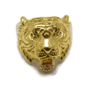 18 Kt Genuine Hallmark   Yellow Gold Tiger Signet New Men'S Ring 12 Gm