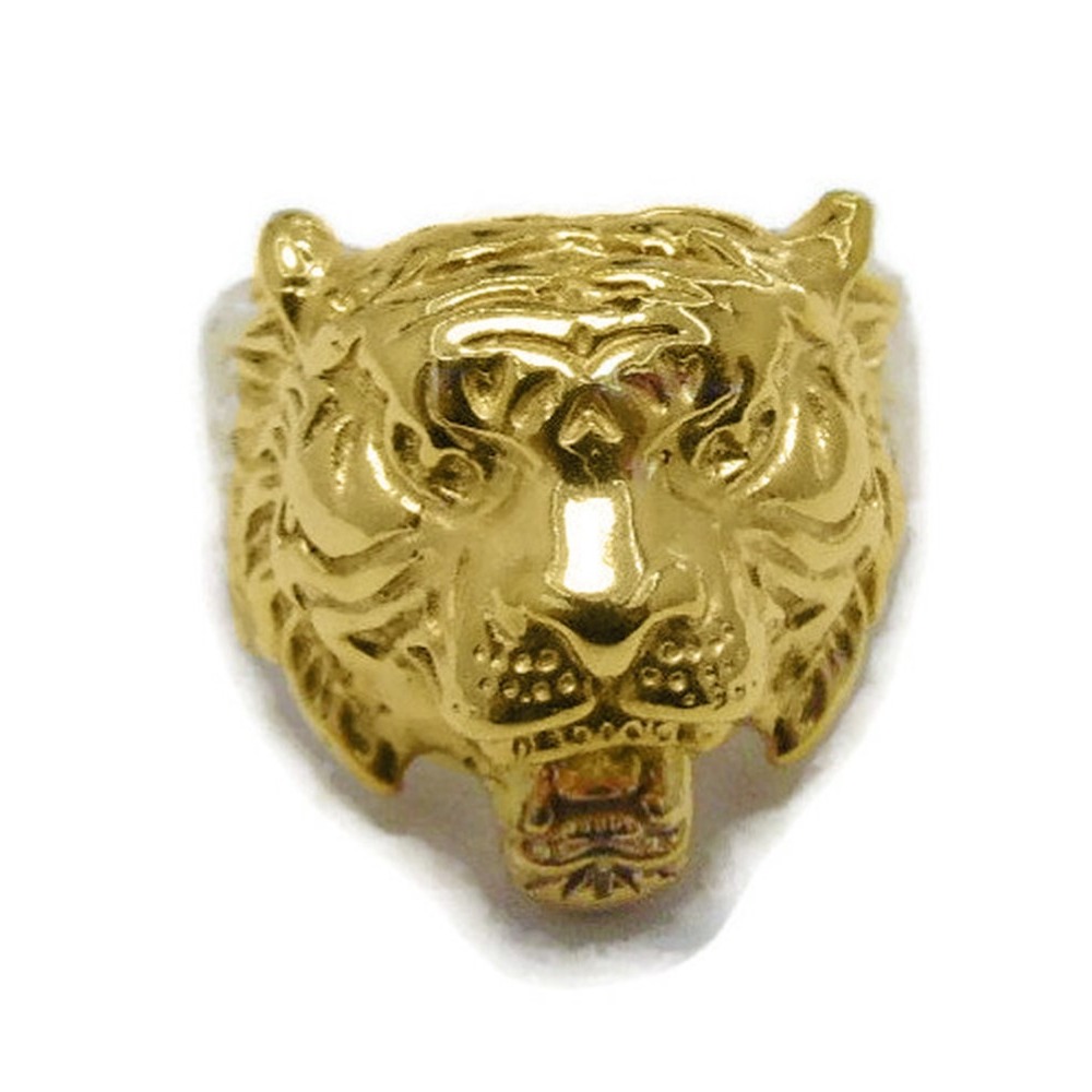 18 Kt Genuine Hallmark   Yellow Gold Tiger Signet New Men'S Ring 12 Gm