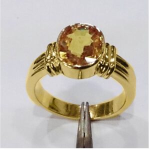18 Kt  Yellow Gold Natural Certifified Yellow Sapphire Men'S Ring 7 Gm