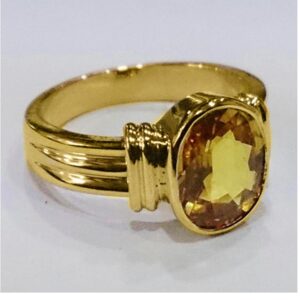 18 Kt  Yellow Gold Natural Certifified Yellow Sapphire Men'S Ring 7 Gm
